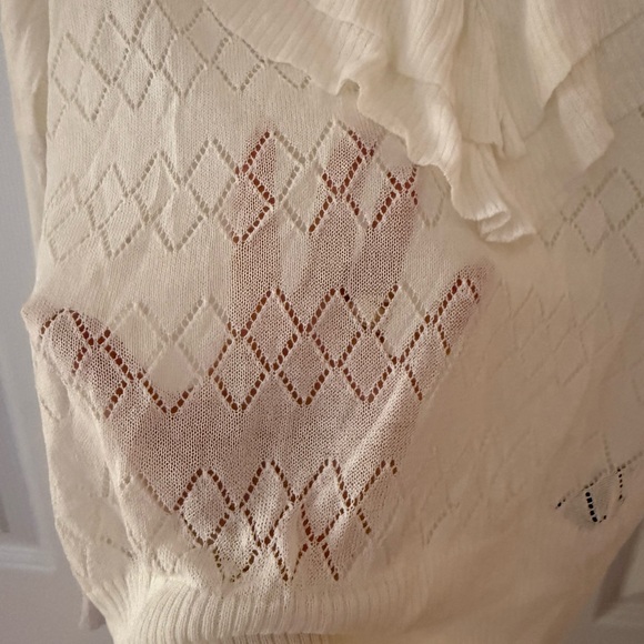 bebe Cream Sweater with Layered Ruffle Design - Picture 3 of 5